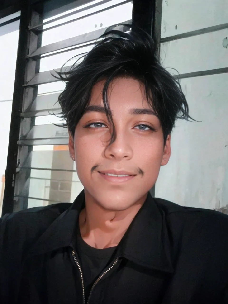 (masterpiece, best quality, highres, ultra-detailed), 1man, male focus, spiky black hair, grey eyes, handsome, detailed eyes and face, male body, earrings, ear piercing, unbuttoned black blazer, white shirt, trousers, bare collarbones, chain necklace, city slums background, by amano akira, full body, cigarette, cigarette smoke, guy smoking,1guy, masterpiece