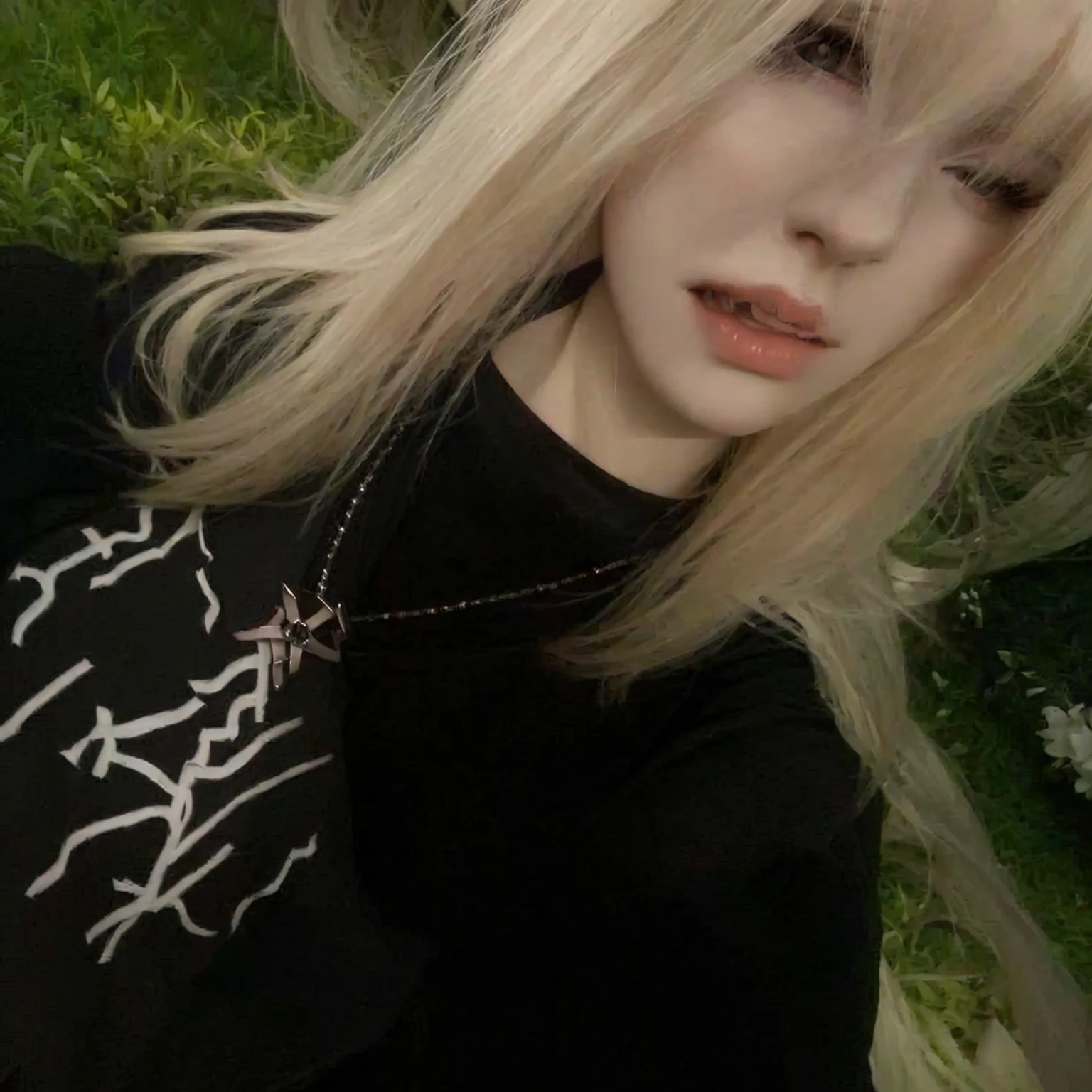 blonde girl with long hair and a black shirt posing for a photo, pale gothic beauty, 1 7 - year - old goth girl, goth girl aesthetic, extremely light blonde hair, very light blonde hair, Gothic aesthetic, darkwave Gothic aesthetic, 1 7 - year - old anime goth girl, ava max, 1 , 18 years old, goth girl
