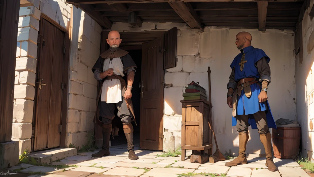 old bald slave and in medieval time slavery