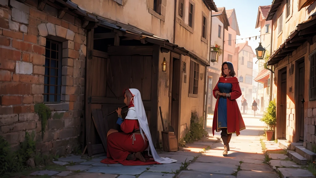 woman getting burned in medieval village