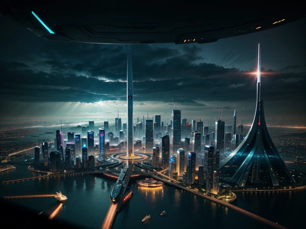 futuristic city, fantasy, 23rd century
