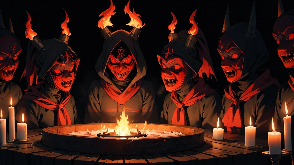 burn ritual satanic cult with mask