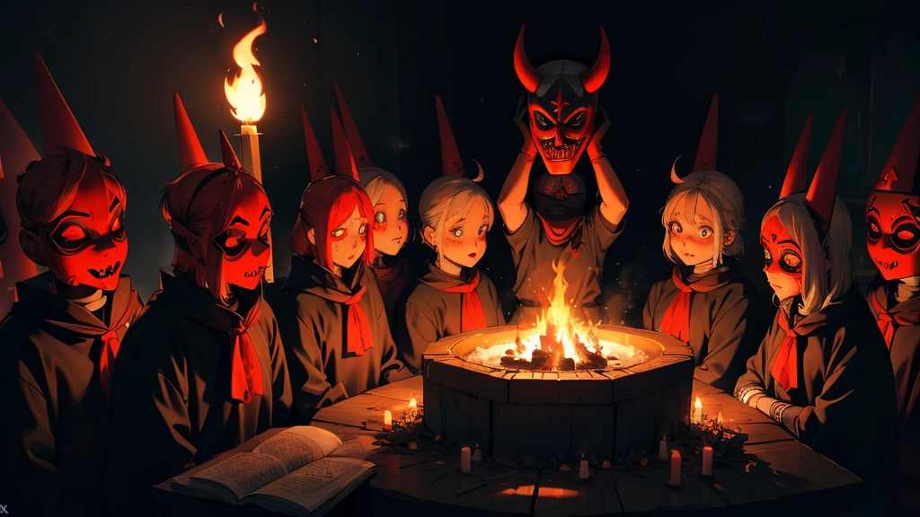 burn ritual satanic cult with mask