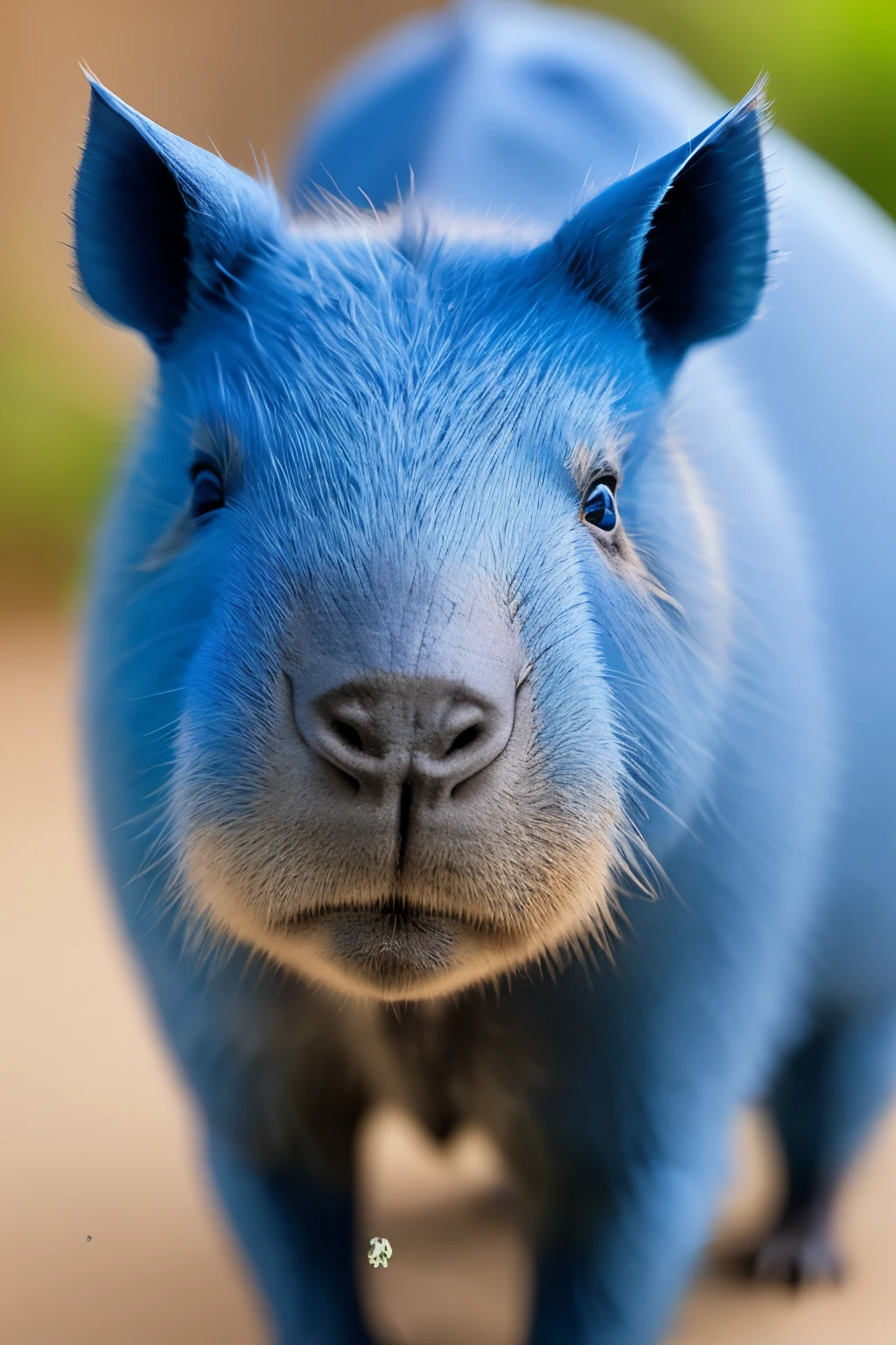 blue capybara smilling