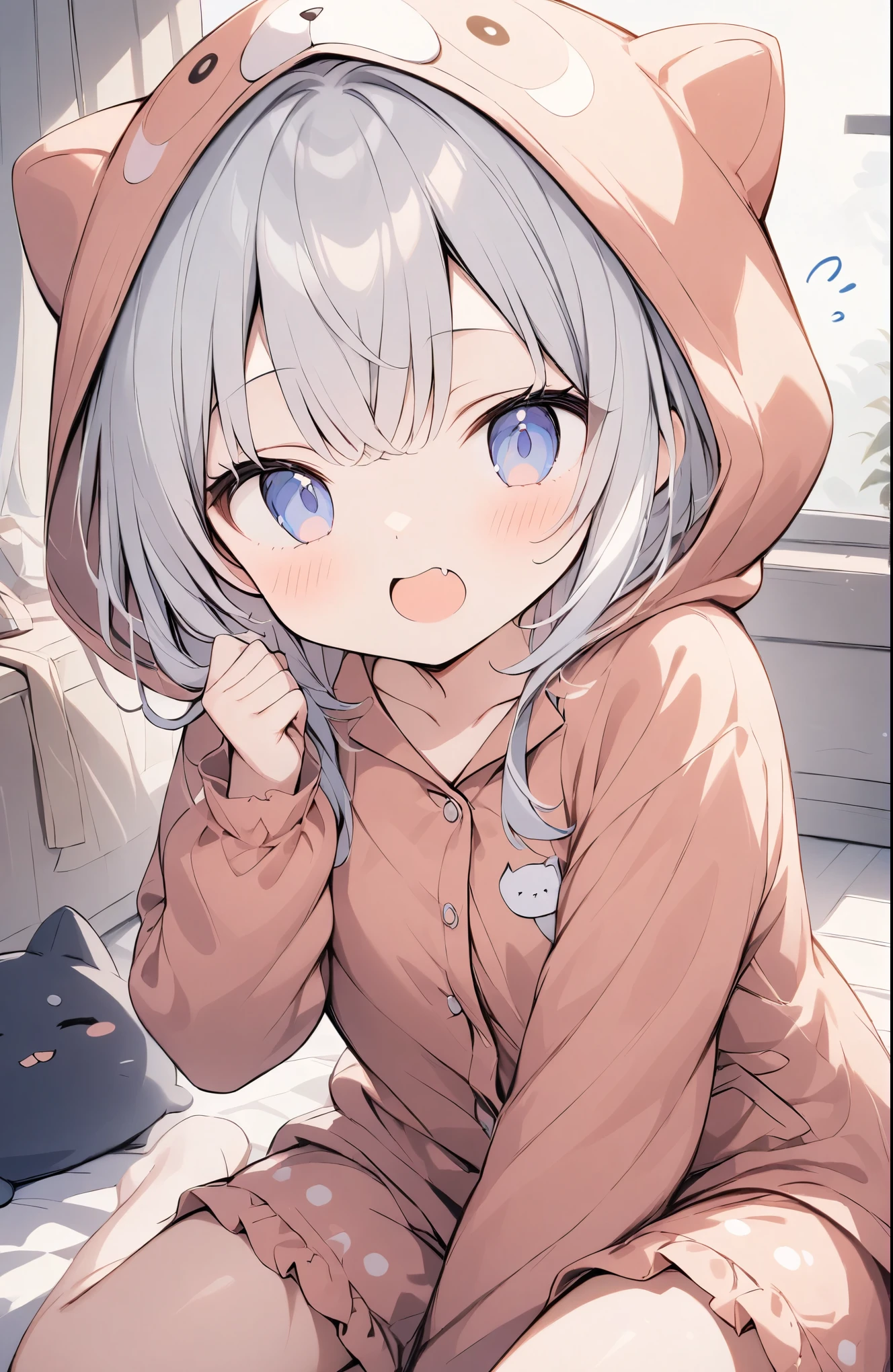 超High resolution, Attention to detail, high quality, High resolution, 最high quality, 4K, 8K, Awards、(Kigurumi Pajamas)、(Yawn),cute、Sleepy face、(手を口に当てる)