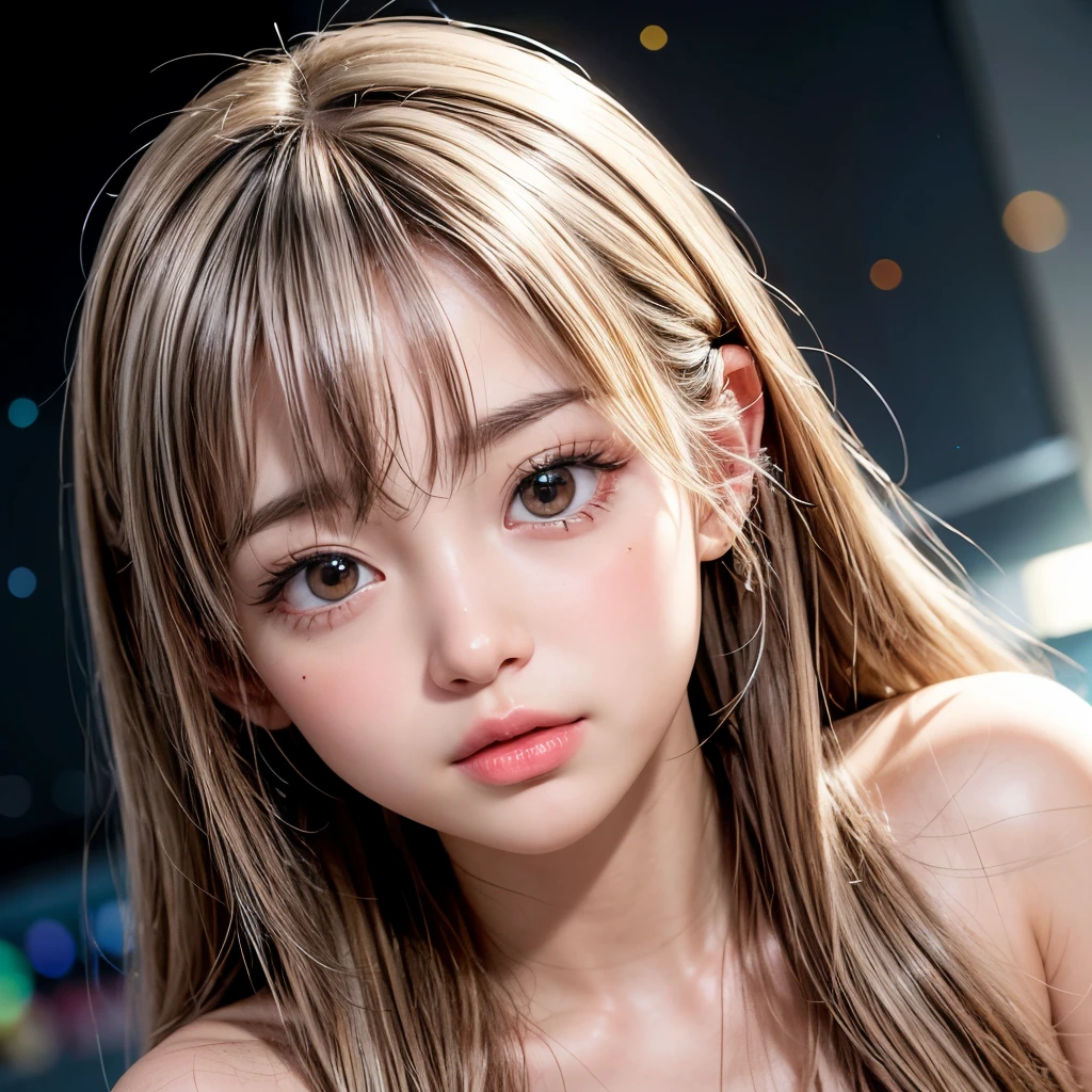 NSFW, 8k, High-level, absurd, masterpiece, best quality, primitive, very detailed CG, very detailed wallpaper, perfect lighting, Extremely detailed (((The personifying " Christie Monteiro " as a Little Girl))), MysticSight, Tyndall effect, Tyndall scattering, Studio gray background with (many Dazzling RainbowColor particles BokeH:1.28), (RoundlyButts, ThighGap), (Exposed:0.4), (Assfocus with looking ahead), BREAK (NOGIZAKA face variations) Extremely Detailed very KAWAII face variations, perfect anatomy, Childish, captivating gaze, elaborate detailed Eyes with (sparkling highlights:1.28), long eyelashes、Glossy RED Lips with beautiful details, Coquettish tongue, Rosy cheeks, Radiant PearlSkin with clear transparency . { (Dynamic LifeLike expressions:1.4) | :d) }, (large eyes:-1) .
