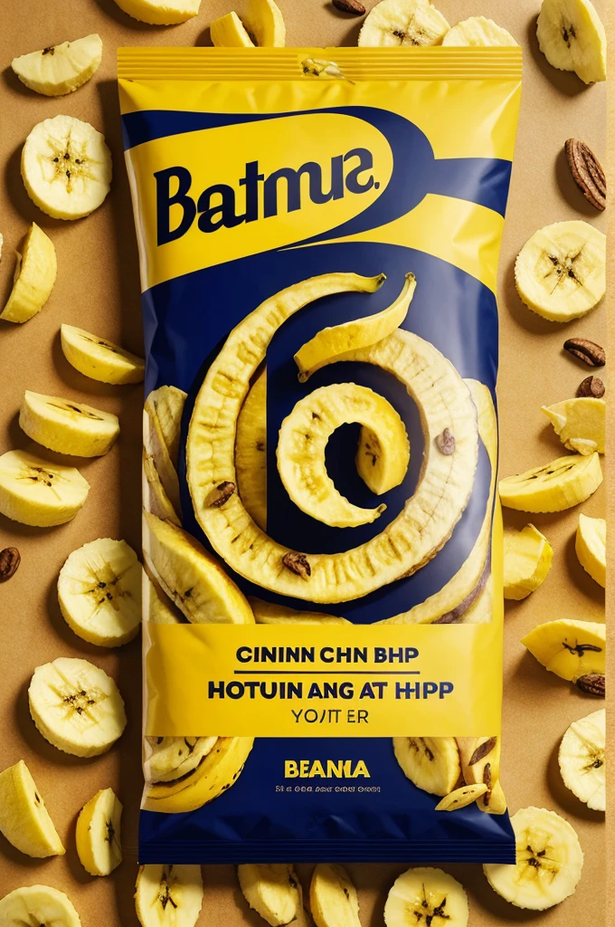 Make the product packageing designed banana chip realastic unique