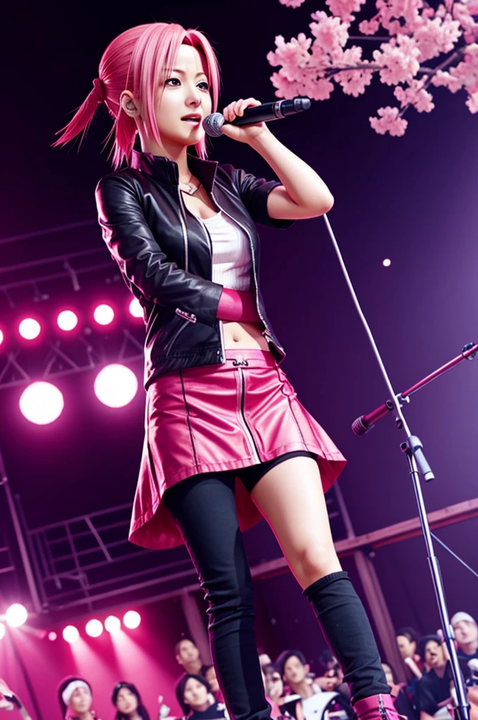 Sakura Haruno giving a concert in anime style