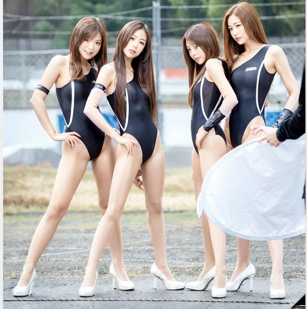 (japanese woman),(looking back),(skin tight:2.0),(camellia long sleeves leotard:1.4),((buttocks wrapped in leotard:1.5)),
(Costume with only one color:camelia1.5) ,
super tight fitting costume,
(best quality:1.3),
Raw photo,
high resolution,
perfect details,
professional photography,
professional lighting,
dark lighting,attractive full body image、movie writing、ray tracing method、Wearing riding boots、40 year old girl、group of women lined up、skinny gravure idol、(side shot)、Middle-aged gravure idol、very stupid、(from below:1.5),((scared))