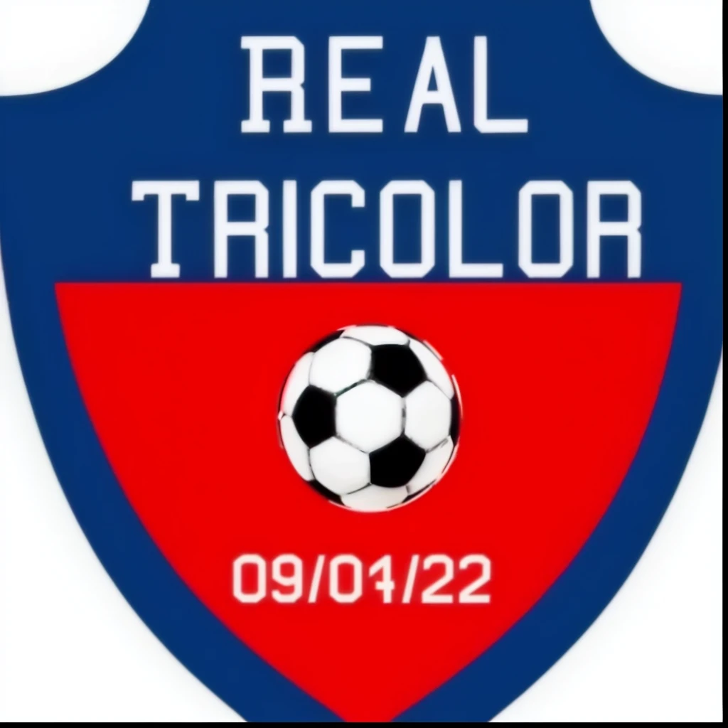 a close up of a soccer ball on a shield with the words real tricolor, technicolor!!!, tehnicolor, traidic color scheme, triadic color, true color, real colors, 3 colour, triadic colors, technicolor, real life colors, real image, triade color scheme, official, realistic color, triadic colours