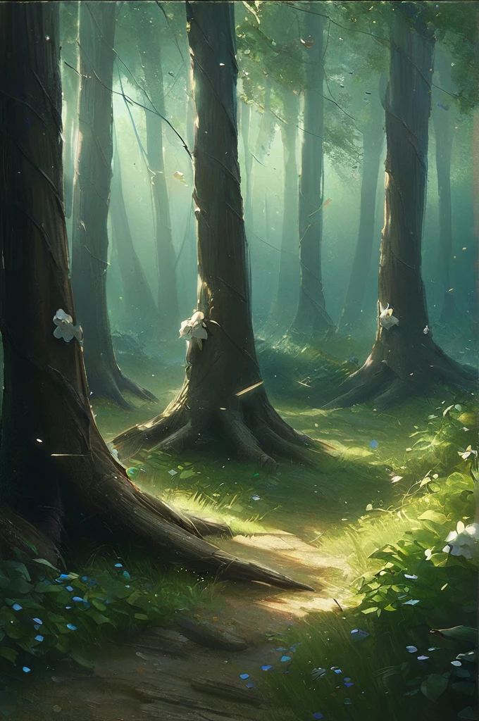 ((Лучшее качество)), ((шедевр)), (подробный), 4K quality, realism, beautiful forest
