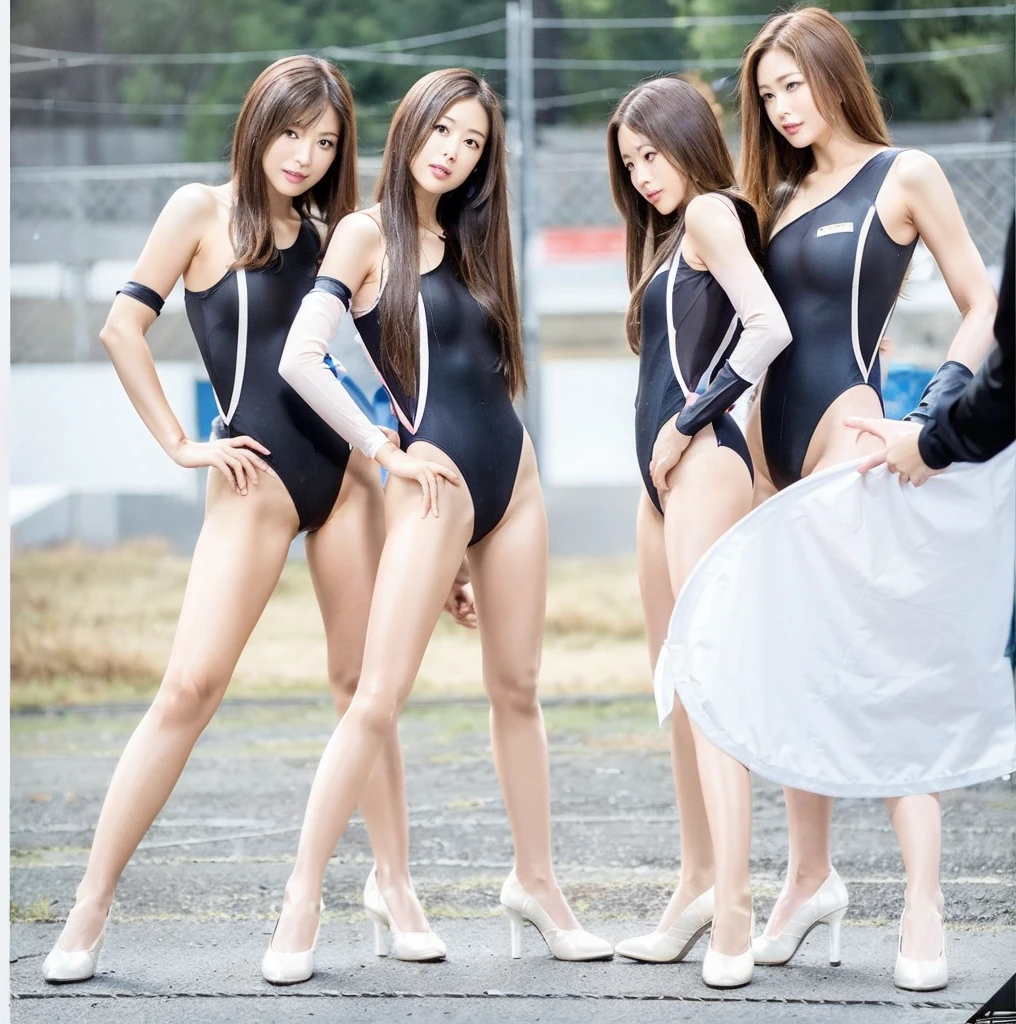 (japanese woman),(looking back),(skin tight:2.0),(camellia long sleeves leotard:1.4),((buttocks wrapped in leotard:1.5)),
(Costume with only one color:camelia1.5) ,
super tight fitting costume,
(best quality:1.3),
Raw photo,
high resolution,
perfect details,
professional photography,
professional lighting,
dark lighting,attractive full body image、movie writing、ray tracing method、Wearing riding boots、40 year old girl、group of women lined up、skinny gravure idol、(side shot)、Middle-aged gravure idol、very stupid、(from below:1.5),((scared))