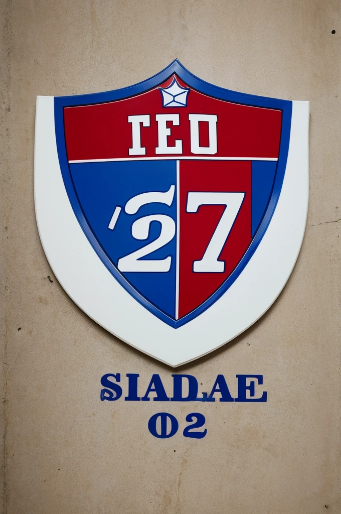 football team shield, blue, red and white, written "REAL TRICOLOR" with date 09/01/22
