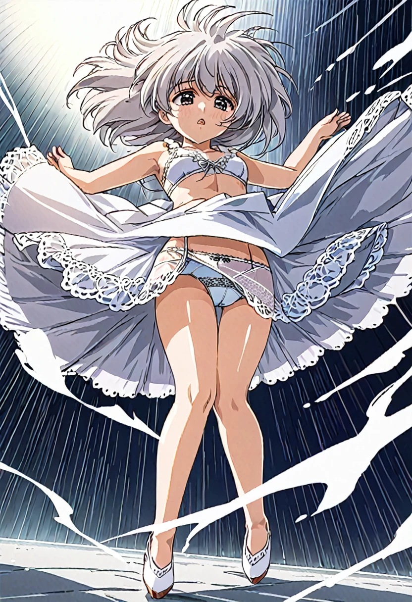 音無響子
Low - Angle、
Low - Angle、Long skirt、Hold down your skirt that is being blown up by the strong wind、Anime white panties in a strong wind、Crotch is visible
ローレグのパンツ、Color: White、
Crotch is visible、
、Lined、White lace lining、
