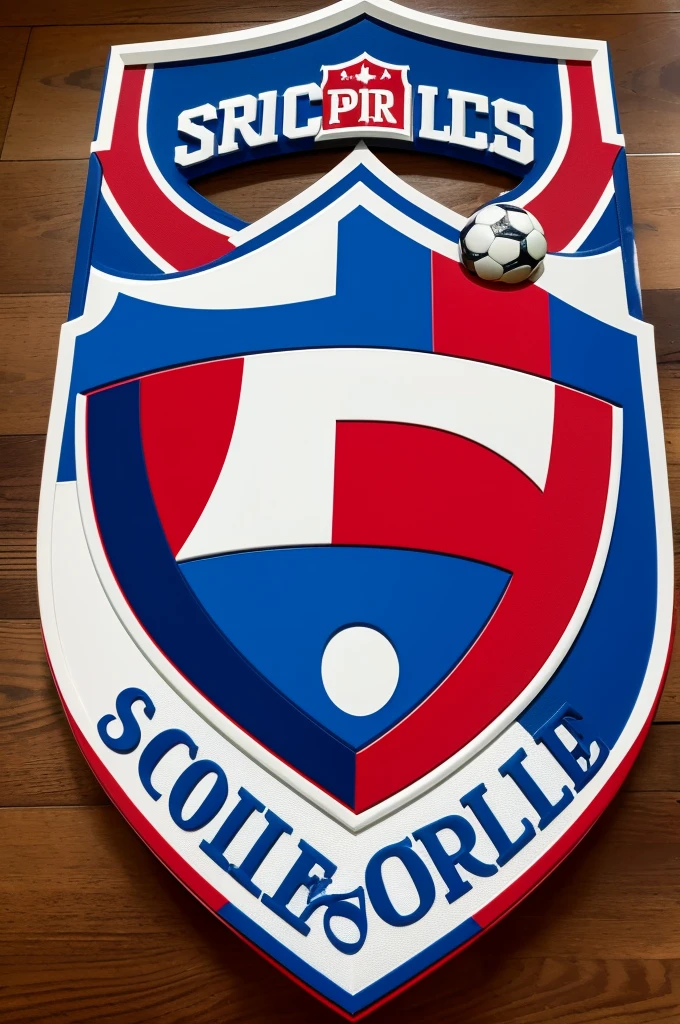 soccer team shield, blue, red and white, written "REAL TRICOLOR" with date 09/01/22

