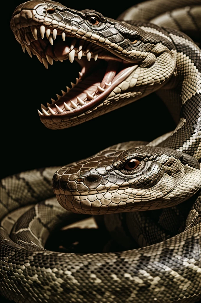 Snake monster devouring a man