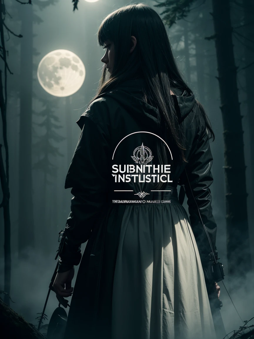 The banner features a misty forest background at night, with tall trees and a full moon partially hidden by clouds. In the center, in a silver gothic font, is the name "Nocturnal Echoes", with the slogan "Where darkness meets melody" just below in an elegant, smaller font. Surrounding the central text are subtle gold musical note icons and classical instrument silhouettes. In the bottom right corner, a highlighted phrase: "Subscribe for weekly dark instrumental music", in a clear and legible font. The soft light effect illuminates the center of the banner, highlighting the text and creating a mysterious and captivating atmosphere.