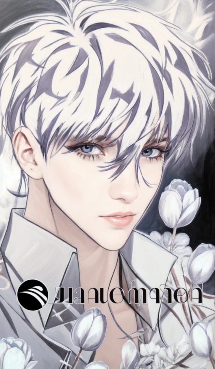 A stunningly lifelike portrait captures a 26-year-old man with silver hair, blue eyes and handsome European features.