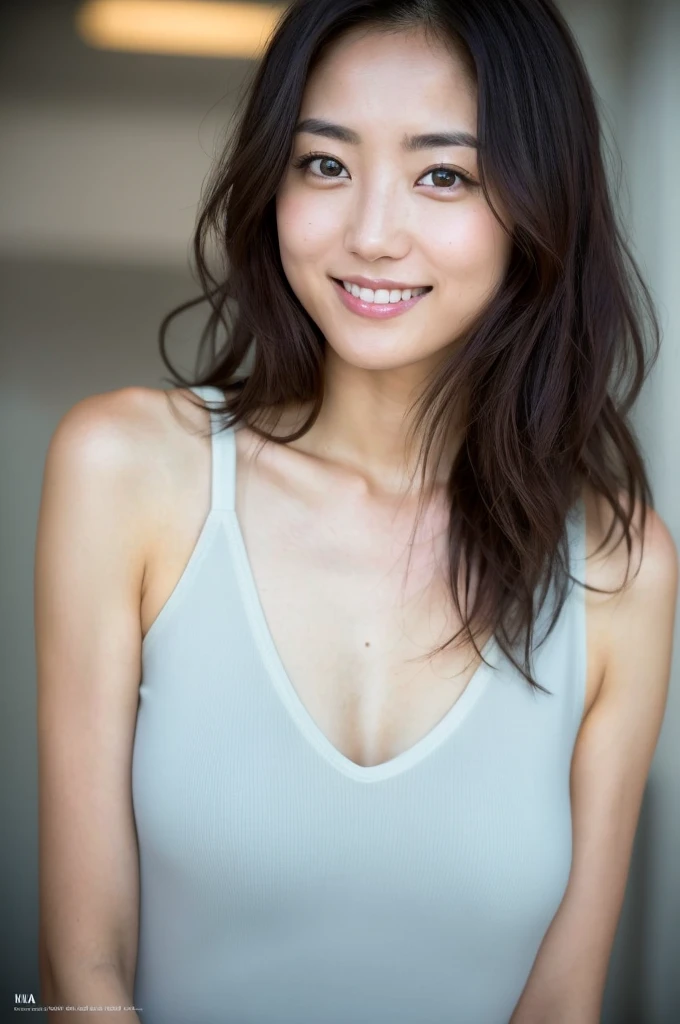 You are a professional photographer。future、Beautiful Eyes、 ((Highest quality)), Clear contours, Woman with beautiful face, (((One Girl,alone))), ((Beautiful Eyes)), Sex Appeal,Albedo and Specular Maps、Accurate simulation of lightweight material interactions、Woman posing, Thin tank top, , Kazami Yuuka,  Complicated costumes, Light Smile、perfect body、Use space wisely