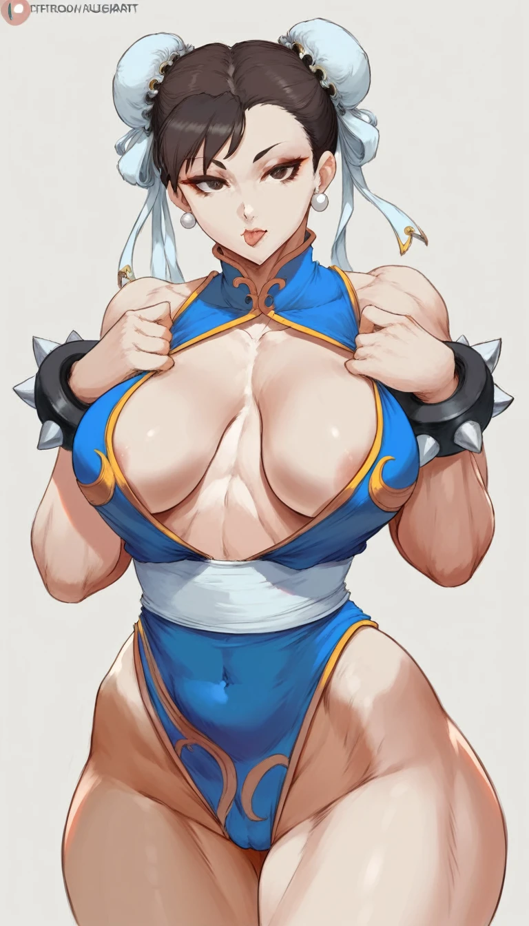 cutesexyrobutts, Chun li fanart, commission for high res, pinup art, pinup, pinup body, thicc, sfw version, by Randy Vargas, pinup pose, seductive anime girl, girl pinup, oc commission, sexy :8, comic pinup style, oppai, sexy pose, commission for,eyes up, tongue out, woman in a blue and white outfit posing for a picture, portrait of chun - li, chun - li, chun-li, chun li, portrait of chun li, chun li at the gym, extremely detailed artgerm, style artgerm, artgerm lau, krenz cushart and artgerm, artgerm style