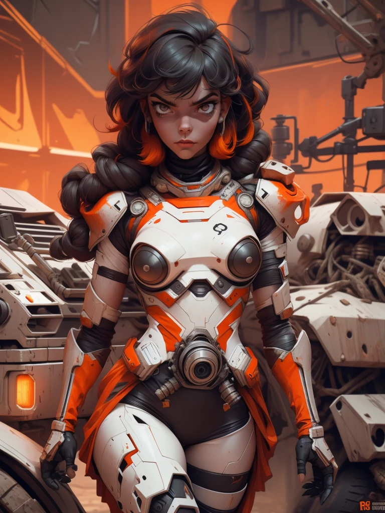 A highly detailed and realistic skull girl,( Anya. Taylor Joy) cyberpunk character, mad max furiosa, one hand robot, cyborg arm, orange hair, dramatic metal heavy rock theme, best quality, 8k, hyperrealistic, photorealistic, extreme detailed painting, studio lighting, vivid colors, dark moody atmosphere, cinematic, dramatic pose, intricate mechanical details, glowing energy effects, intense gritty textures, seamless integration of organic and inorganic elements. Wearing the used clothes of a wastelander. Background: An apocalyptic wasteland. Dusty and depressing.