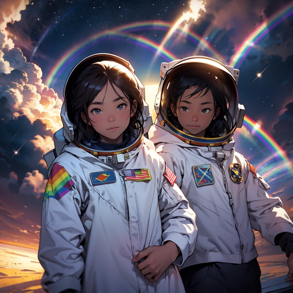 Astronaut with a rainbow in the background