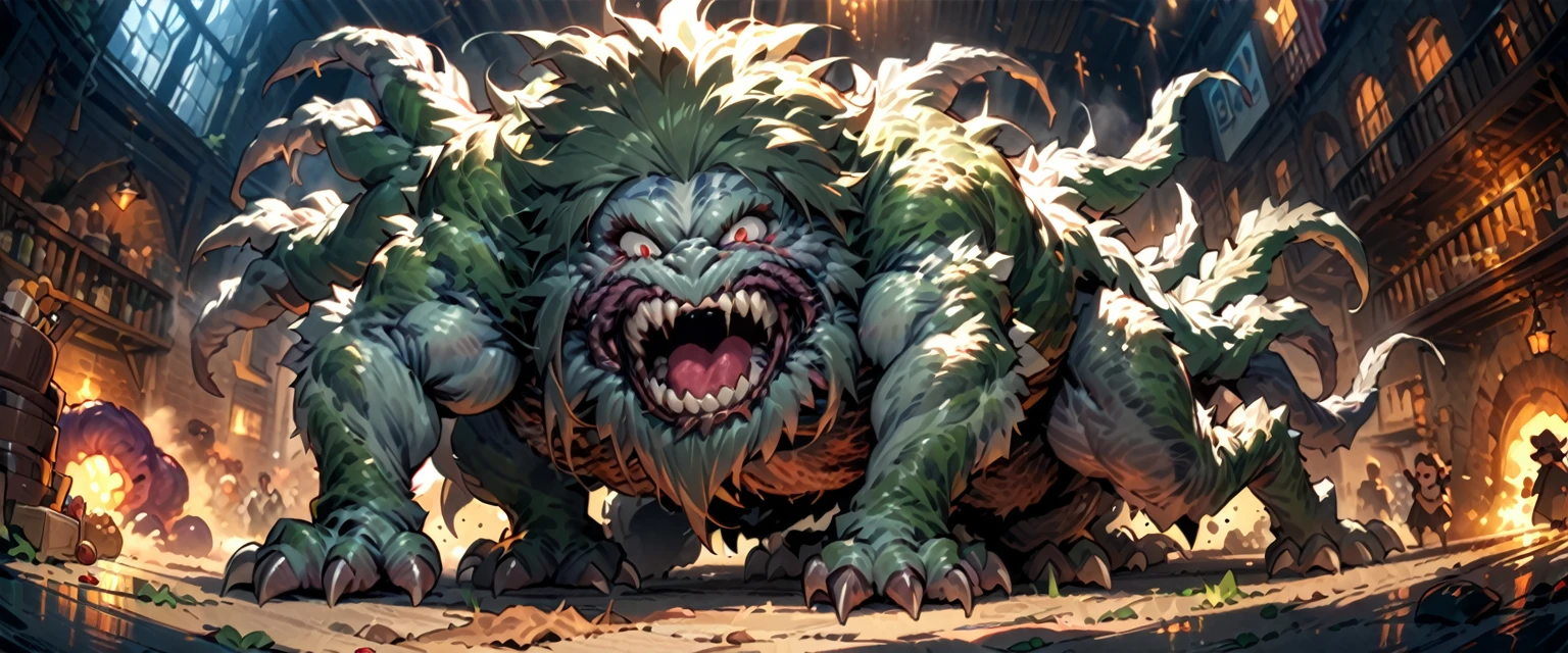 (((masterpiece,Highest quality))),(((A four-legged, indescribable, hairy monster))),((Fun atmosphere)),(high quality)