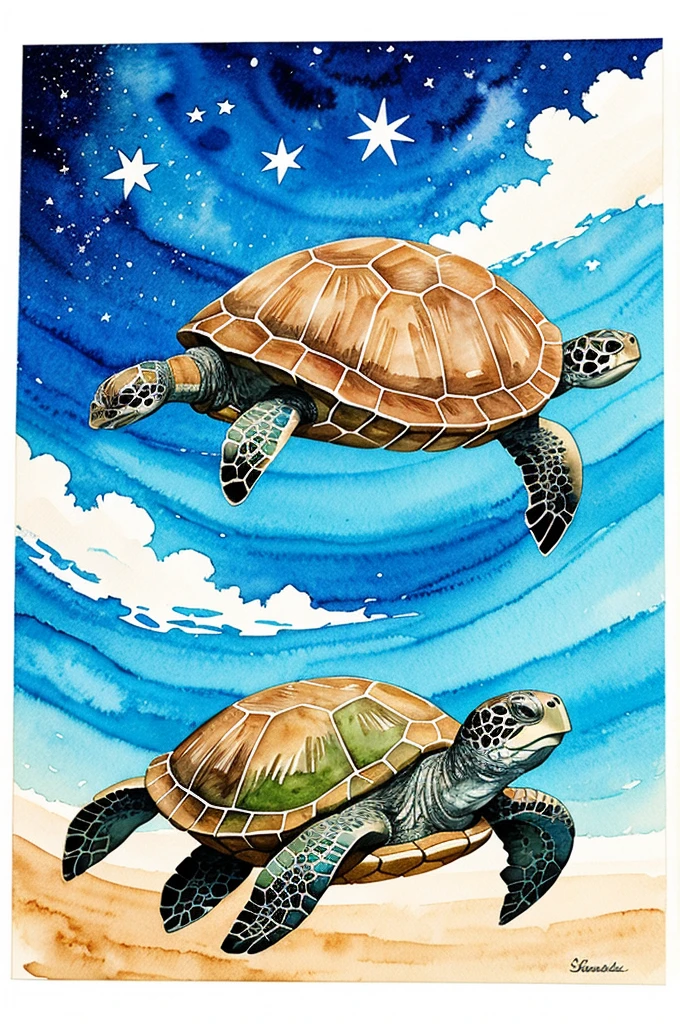 turtles, Stars and Watercolors