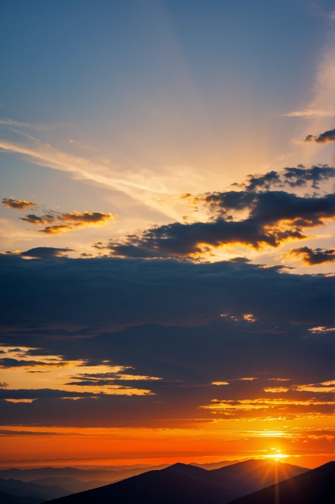 sunset with the sun between two mountains 