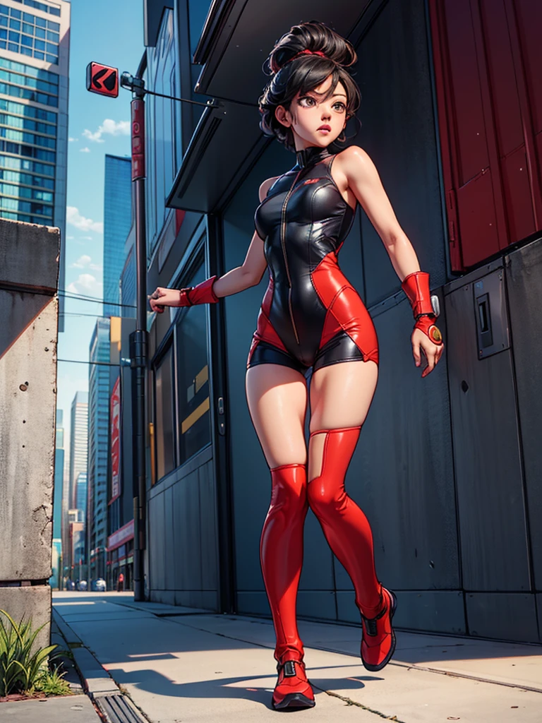 ((masterpiece, best quality)),(complex light),(hyper realistic),cinamatic,astro boy,black hair, brown eyes,red boots, fighting postion, about to fight, futuristic city varied multi etc. --v 6 --s 1000 --c 20 --q 20 --chaos 100