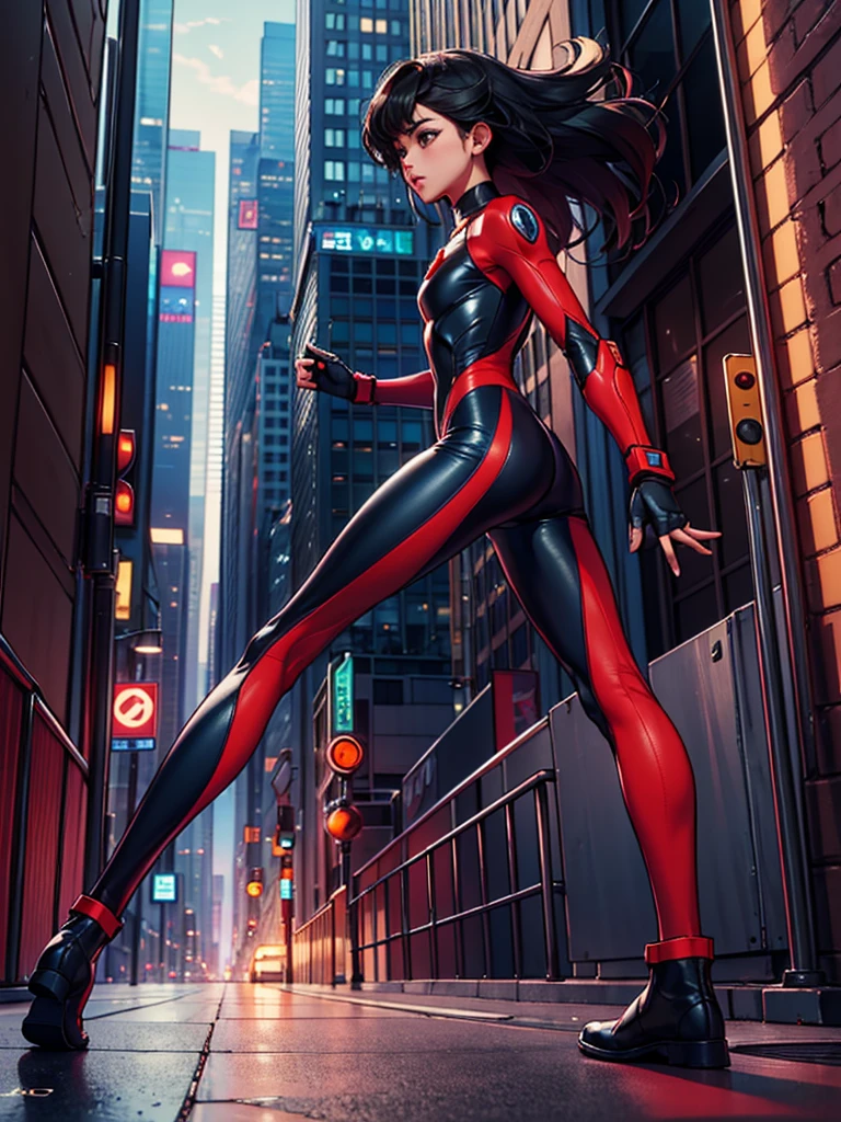 ((masterpiece, best quality)),(complex light),astro boy,black hair, brown eyes,red boots, fighting postion, about to fight, futuristic city varied multi etc. --v 6 --s 1000 --c 20 --q 20 --chaos 100