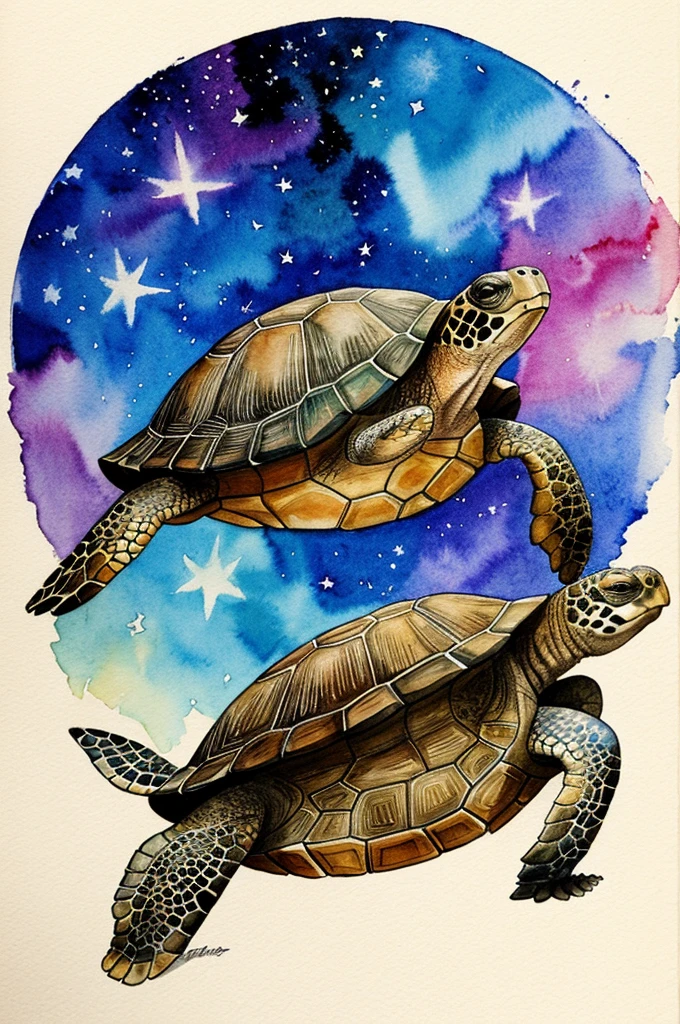 tortoise, Stars and watercolors