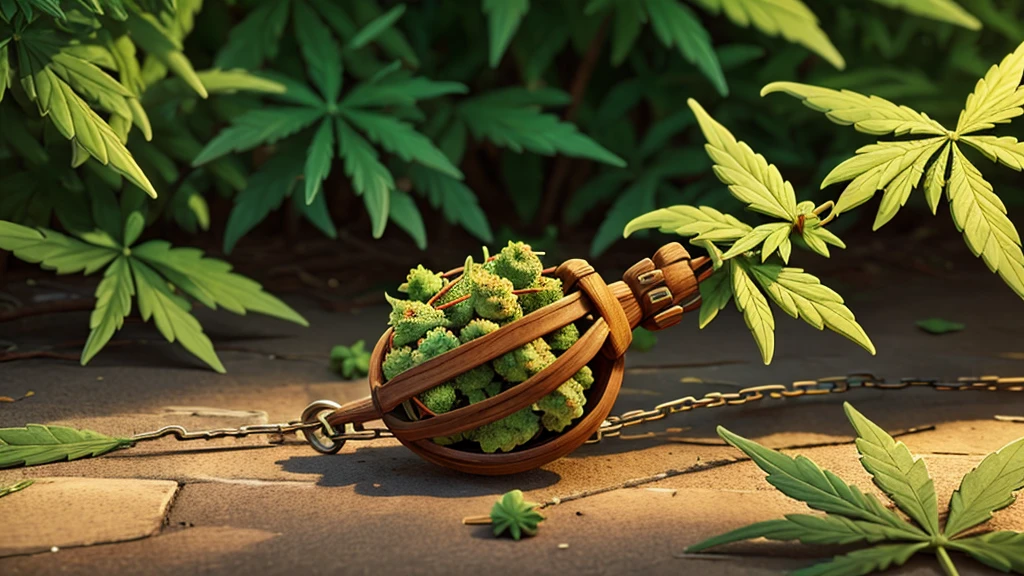 cannabis leaves breaking chains