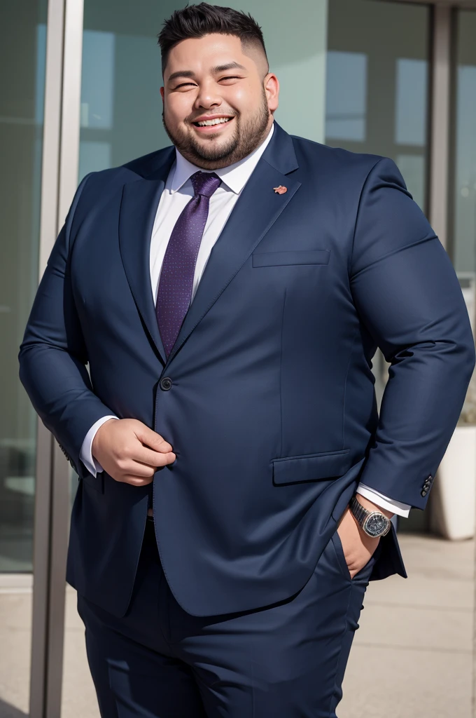 naughty man, very ugly, europeu chubby, in a suit, smiling with your mouth closed