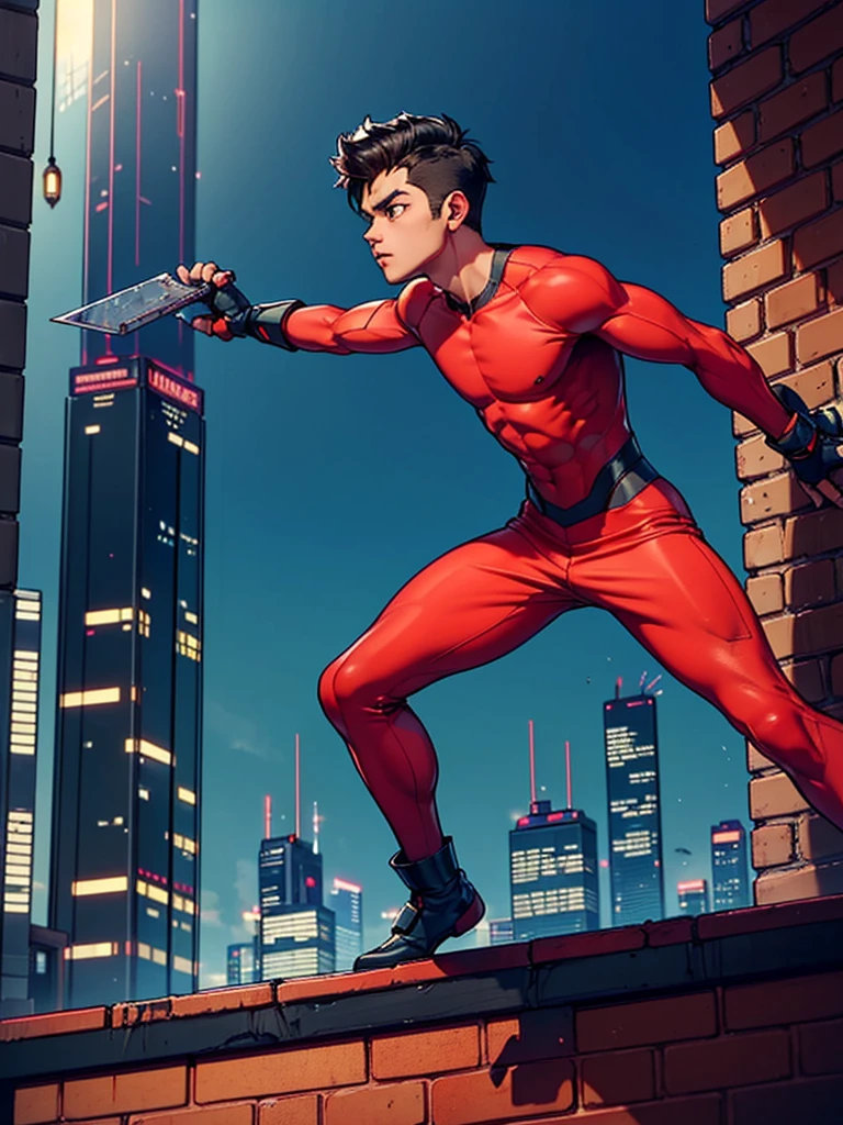 ((masterpiece, best quality)),(indian boy:1.2),(complex light),(hyper realistic),cinamatic,astro boy,black hair, brown eyes,red boots, fighting postion, about to fight, futuristic city varied multi etc. --v 6 --s 1000 --c 20 --q 20 --chaos 100