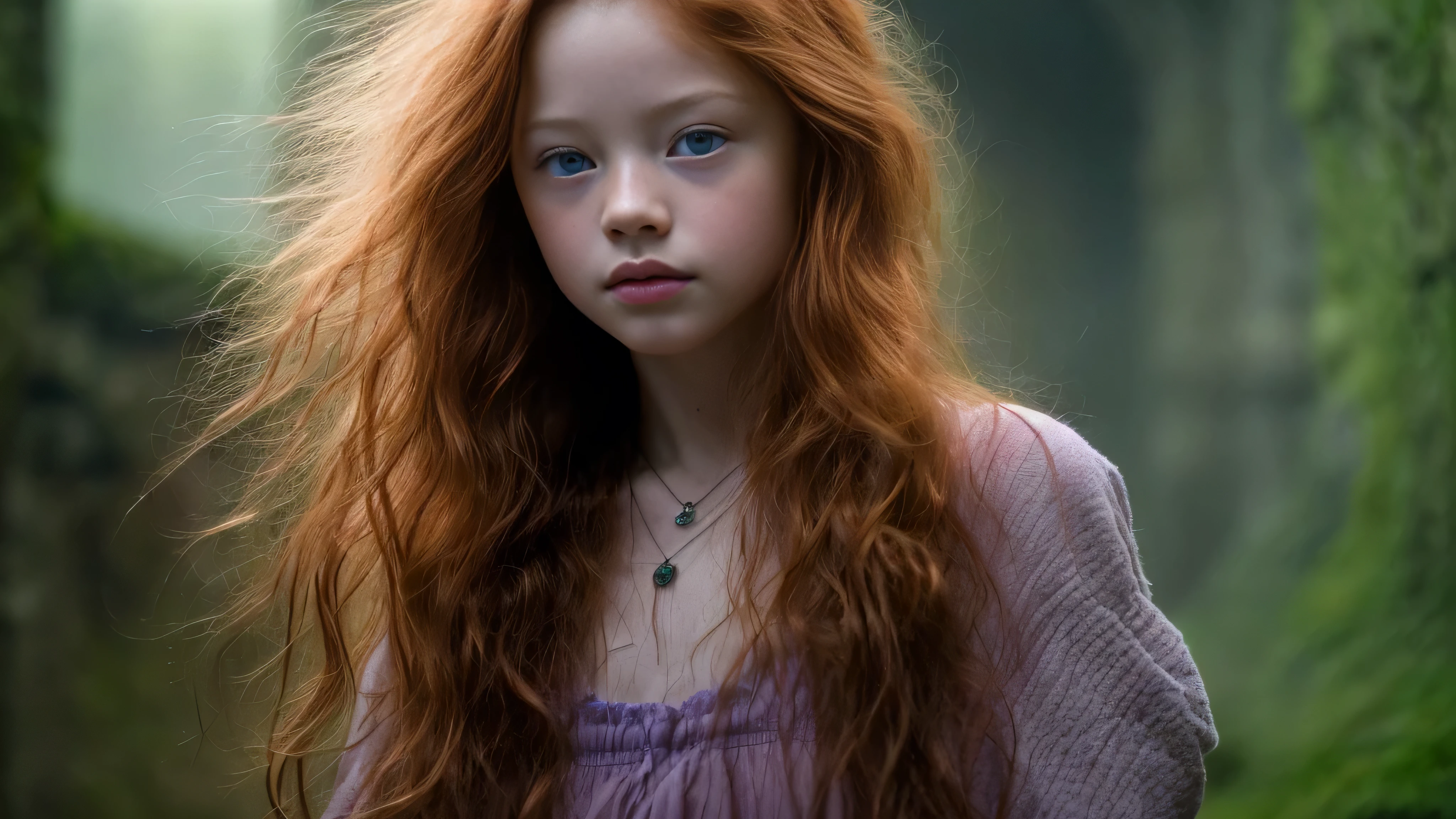 (Mackenzie Foy ginger hair teen girl,13 years old with, hand, fingers in vagina:1.3),  (naked, nude:1.8), (without clothes:1.8),(long, messy hair:1.3), blue eyes, detailed eyes, detailed lips, (lies nude, sensual, full body:1.5), (photo from low angles:1.5), (creepy and scary interior of a Gothic castle, abandoned with fog and fog, snow, green moss: 1.3), low neck, ray tracing, (best quality, 4k, 8k, high resolution, masterpiece:1.2), very detailed, (realistic , photorealistic, photorealistic :1.37), HDR, UHD, masterpiece, professional, vivid colors, bokeh, studio lighting