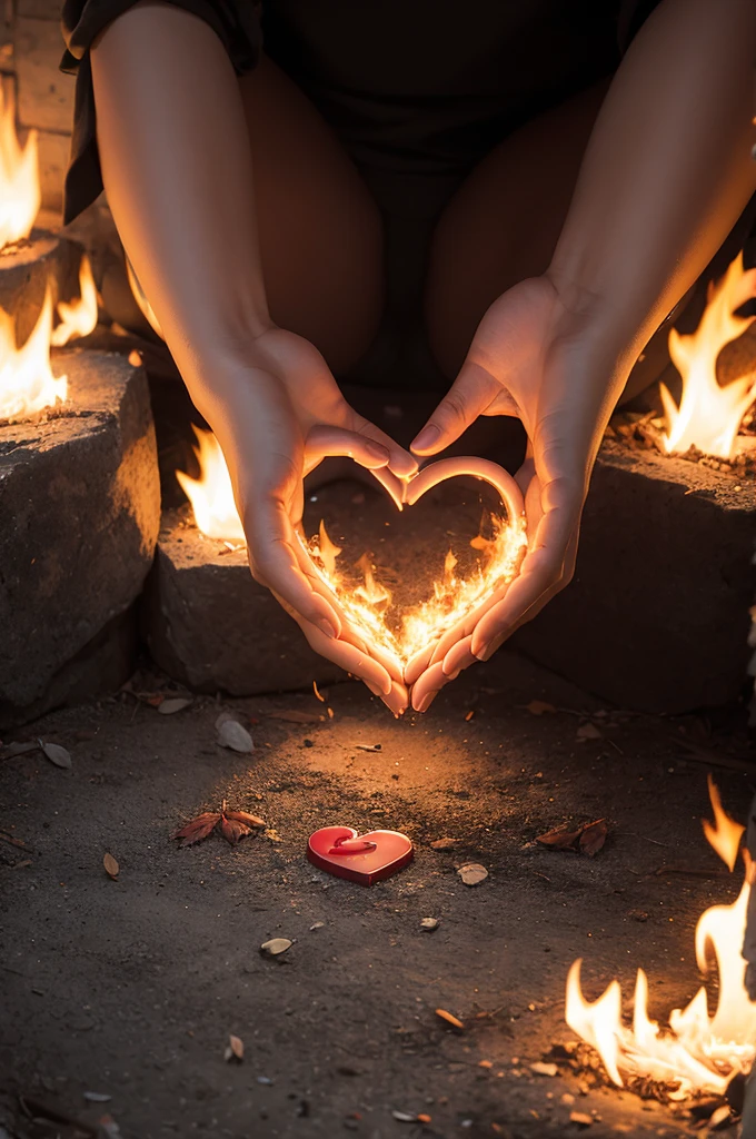 Heart caught on fire
