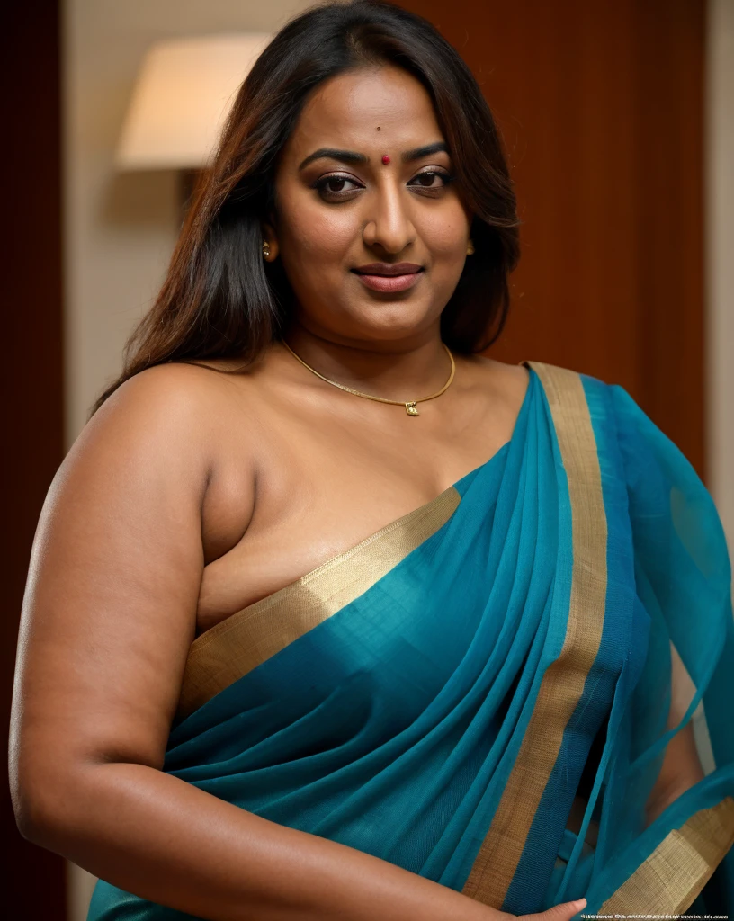 Foto RAW, photorealistic, photography, full body shot, 50 years old Woman, master shot, perfect eyes, goddess like beauty, pierced eyes, perfect thick chubby mallu Desi aunty bhabhi, Wearing a Stanapatta, a chest-band.Saree model, model Photography, Indian saree shoot, Indian traditional wear advertising photography, traditional wear brand shoot, face of Indian actress Sonakshi Sinha, masterpiece, realistic, realism, incredible details, pleasure, photorealism, detailed skin, skin pores, high contrast, photorealistic Artstation 8k HD digital art trend of high definition and detailed realistic skin texture, ultra detail, realistic skin texture, armature, best quality, ultra high definition, (photorealistic:1.4),, high resolution, detail, raw photo, sweat, Re sharp, by Lee Jefferies Nikon D850 Film Stock Photo 4 Kodak Portra 400 Camera F1.6 Lens Rich Color Ultra Real Realistic Realistic Textures Dramatic Lighting Unreal Engine Trending at Art Station Cinestill 800,(pele altamente detalhada: 1.2), 8k UHD, DSLR, soft-lighting, alta qualidade, grain of film, Fujifilm XT3,she didn't like to wear blouse or bra, she is happy to wear only saree, she hates blouse or bra, detailed hairy armpits, hyper realistic skin, skin pores, sweat, veins,