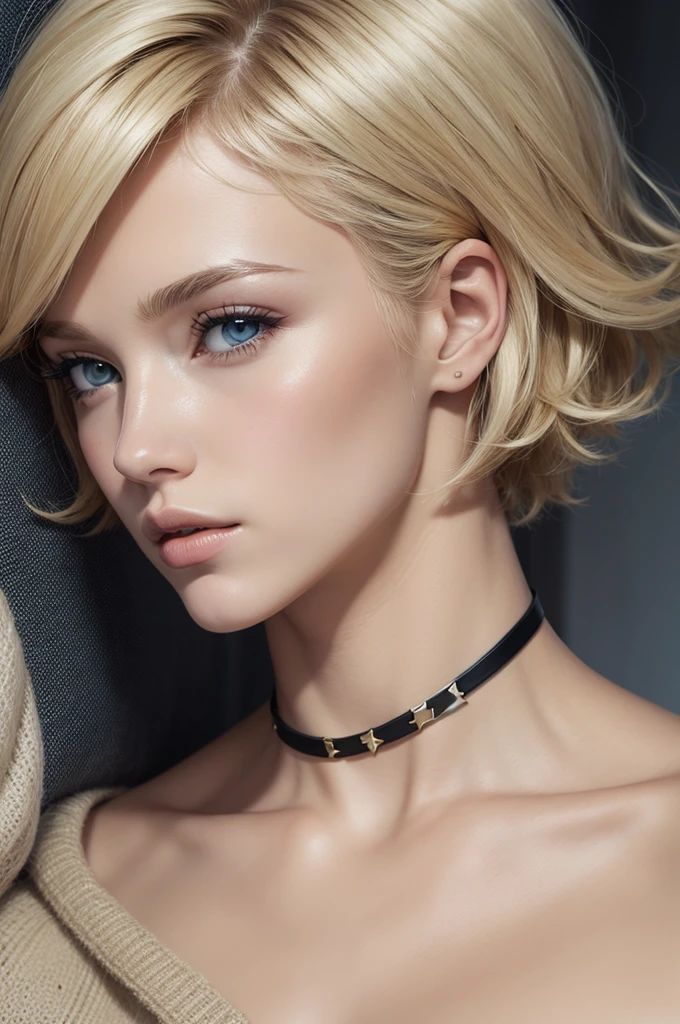 Painel comic marvel,  white-skinned, short-hair, dark blonde hair, caramel eyes