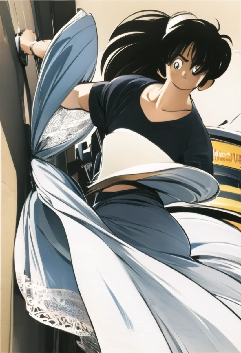 音無響子
Low - Angle、
Low - Angle、Long skirt、Hold down your skirt that is being blown up by the strong wind、Anime white panties in a strong wind、Crotch is visible
ローレグのパンツ、Color: White、
Crotch is visible、
、Lined、White lace lining、