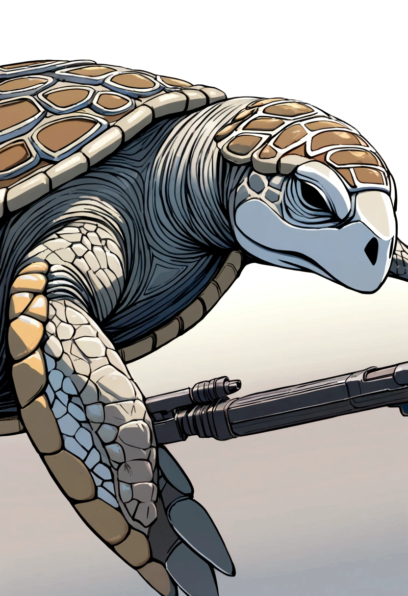 A turtle holding a firearm