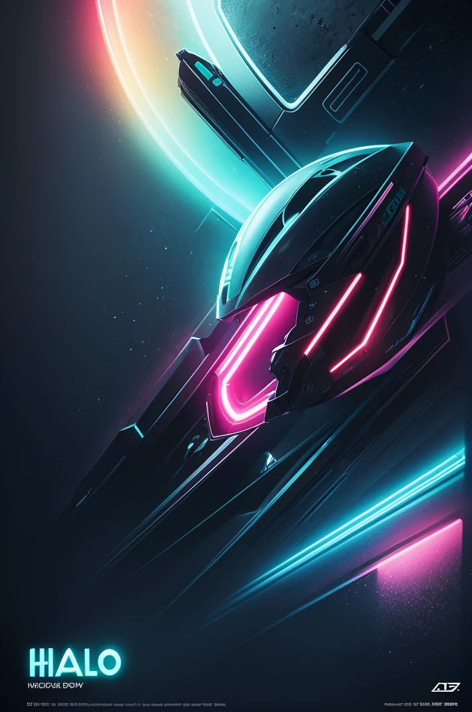 Neon Art Halo Poster
