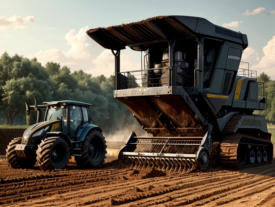 Excavatrice Machines agricoles, travailler dans un champ