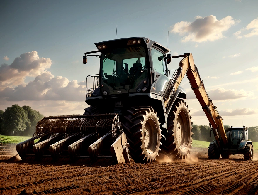 Excavatrice Machines agricoles, travailler dans un champ