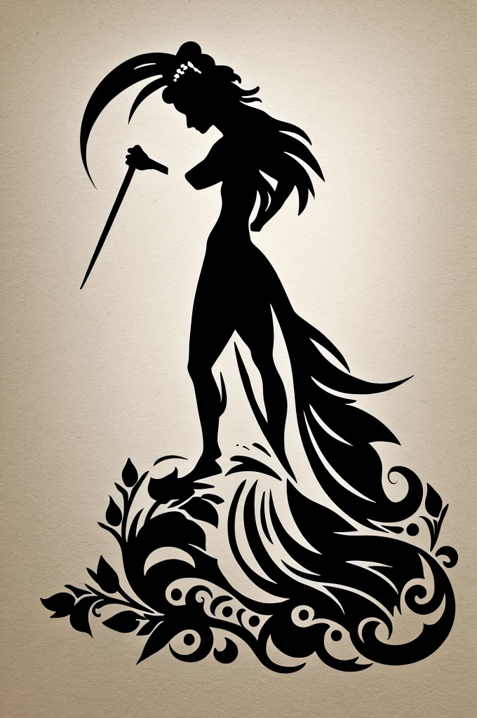 Create an artistic brush logo by painting the silhouette of a Greek goddess