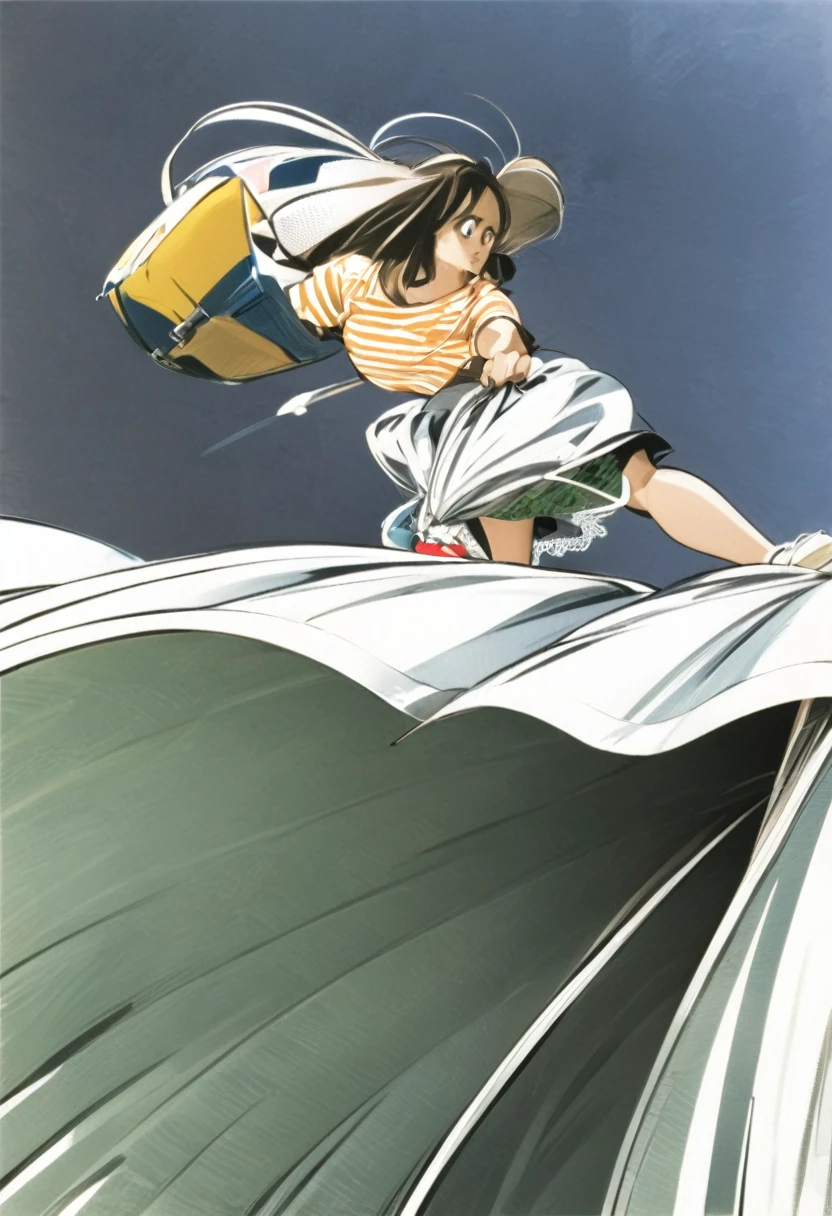 音無響子
Low - Angle、
Low - Angle、Long skirt、Hold down your skirt that is being blown up by the strong wind、Anime white panties in a strong wind、Crotch is visible
ローレグのパンツ、Color: White、
Crotch is visible、
、Lined、White lace lining、
