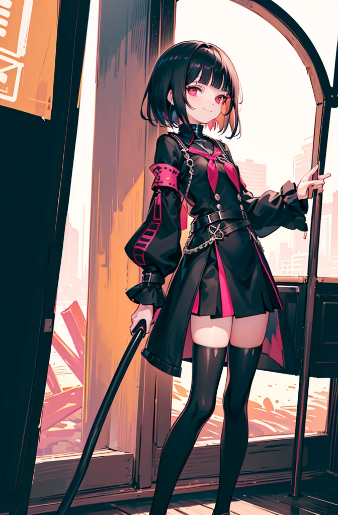 (masterpiece, best quality), 1girl, <lora:marnie_outfit:1> marnie_outfit, dress, pink dress, jacket, black jacket, open jacket, boots, ankle boots, black footwear, choker, black choker, collar