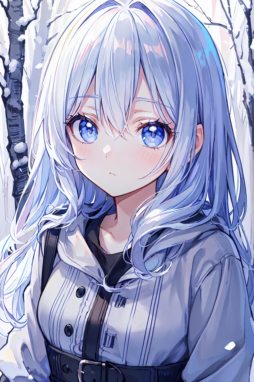 Portraiture, high quality, Ukrainian fairy winter snow in the forest through the trees About 10 years old, blue eyes, Smooth Skin, ((最high quality, 8K, masterpiece :1.3)), One girl, pretty girl , Casual clothing :1.2, in the forest, Highly detailed face, Fine grain, double eyelid