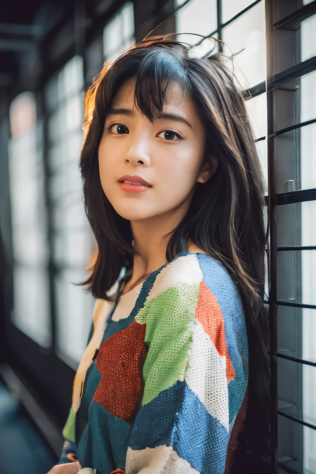 Masterpiece,high quality,(solo:1.2),((1girl)),Japanese, detailed face, detailed eyes, (({human skeleton|girl})),cinematic light, {orange|green} clothes, detailed environment, reflection, upper body, sunlight, (White hair:1.2), very long hair, wide sleeves, Deep photo, depth of field, shadows, messy hair, seductive silhouette play, dark, nighttime, dark photo, grainy, dimly lit, bangs, Cinematic Lighting, Tyndall effect, abstract background, vibrant colors, modern style, artistic, dynamic composition, unique patterns, bold textures, colorful, lively, youthful, energetic, creative, expressive, stylish, trendy, white_marble_glowing_skin,
