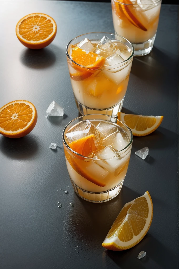 glass of Antarctic guarana with ice and orange slice